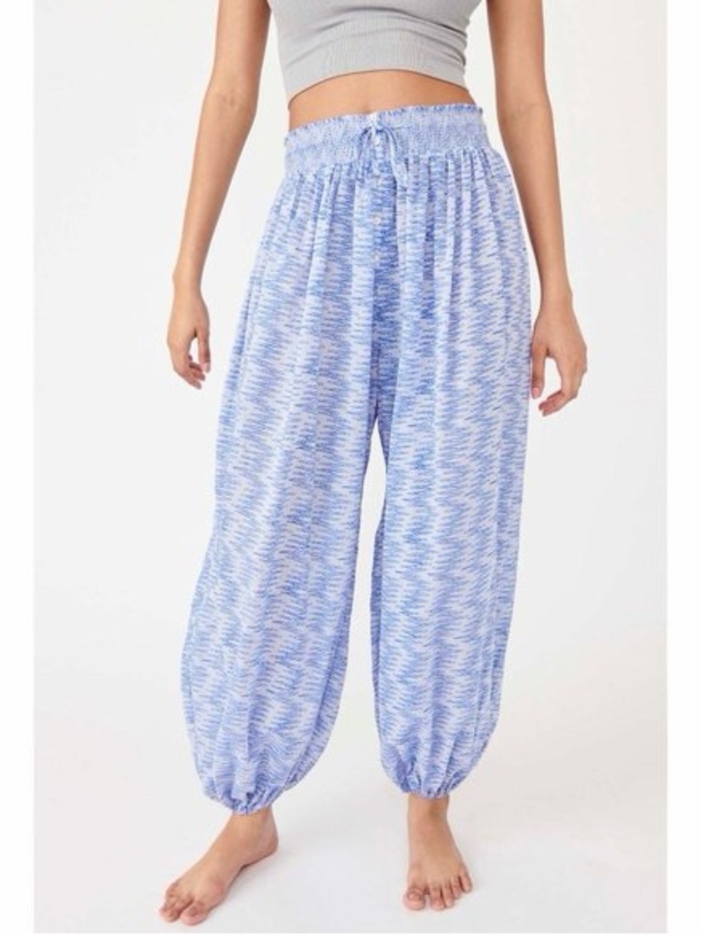 Free People Intimately Blue Printed Harem Balloon Pants Women’s Boho Medium